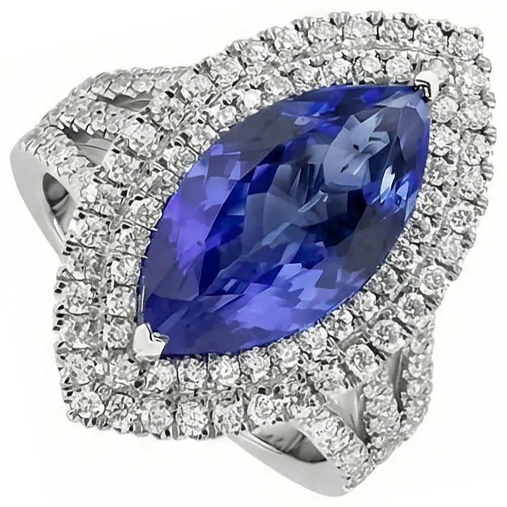 natural round tanzanite 5.50ct ring side angle