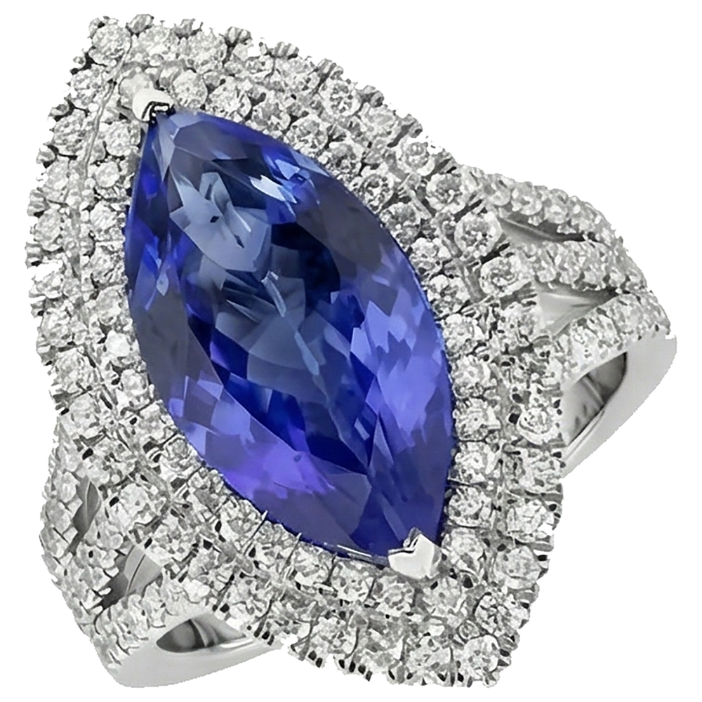 natural round tanzanite 5.50ct ring top view