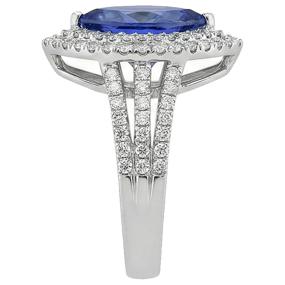 natural round tanzanite 5.50ct ring profile view