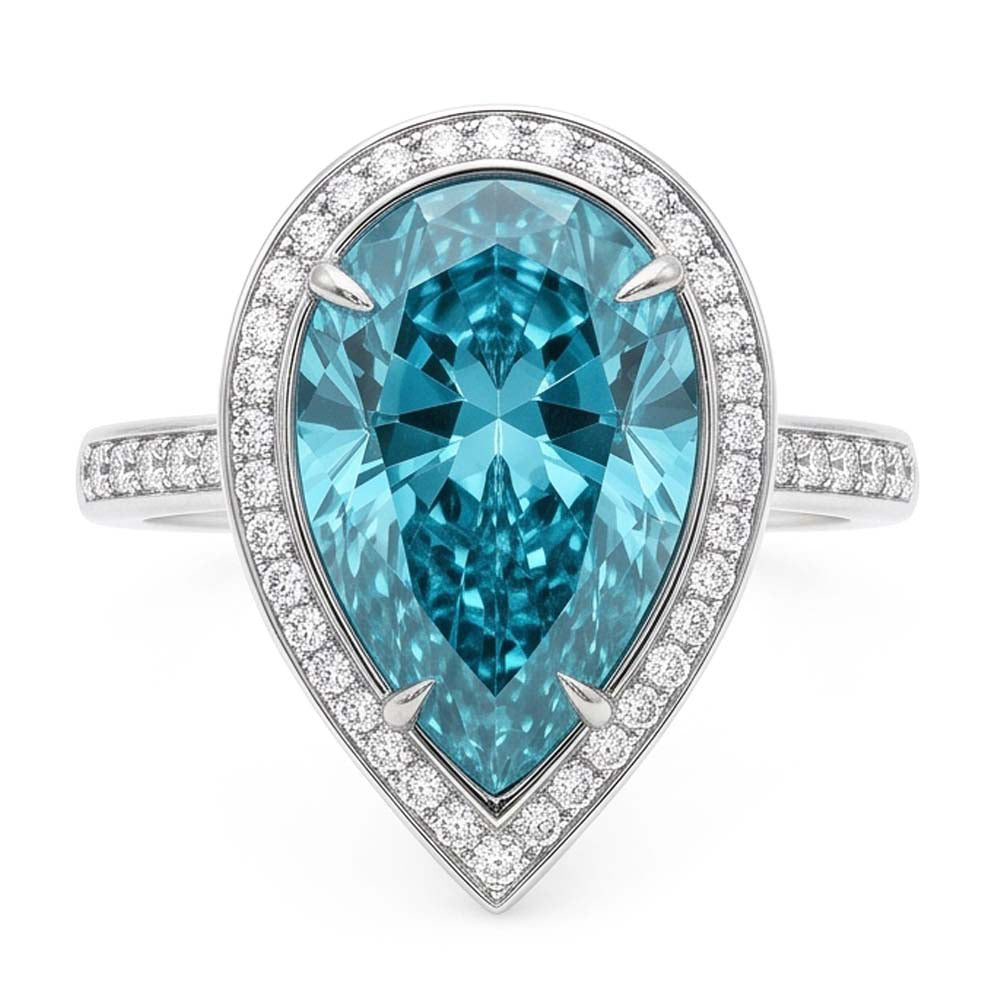 Blue Natural Earth Mined Diamond ( Not Lab Grown ) Engagement Ring