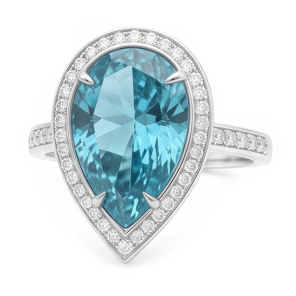 Blue Natural Earth Mined Diamond ( Not Lab Grown ) Engagement Ring