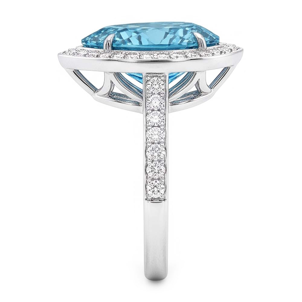 Blue Natural Earth Mined Diamond ( Not Lab Grown ) Engagement Ring