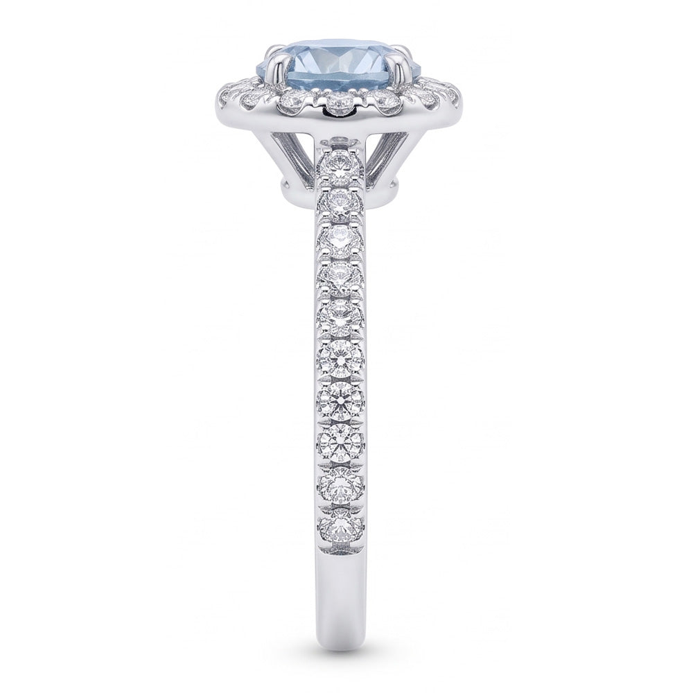 Blue Natural Earth Mined Diamond ( Not Lab Grown ) Ring