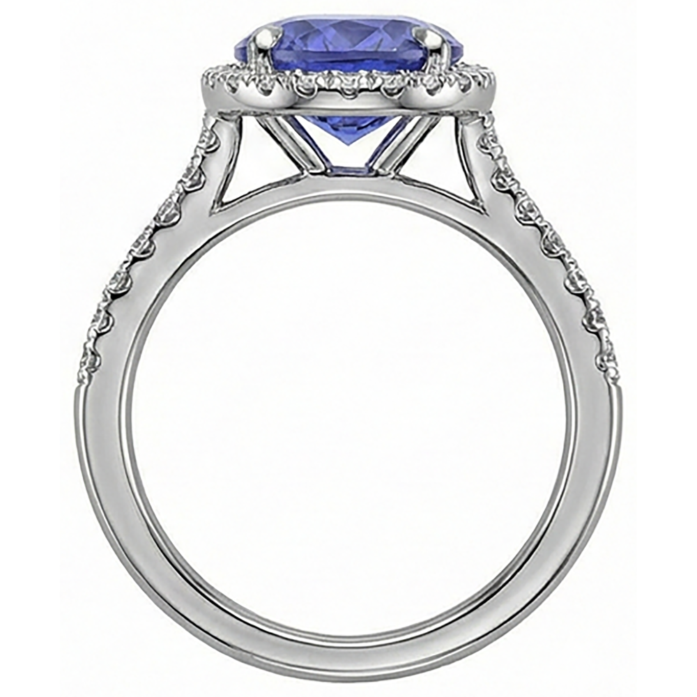 Blue Oval Cut Tanzanite And Natural Earth Mined Diamond ( Not Lab Grown ) Ring 6.50 Carats White Gold 14K