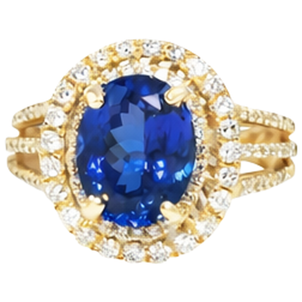 natural round tanzanite 6ct ring side angle