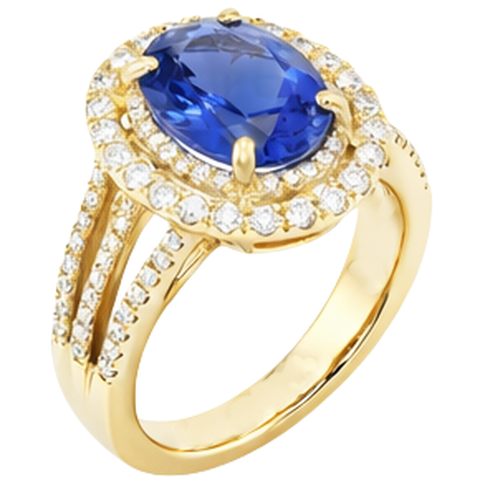 natural round tanzanite 6ct ring top view