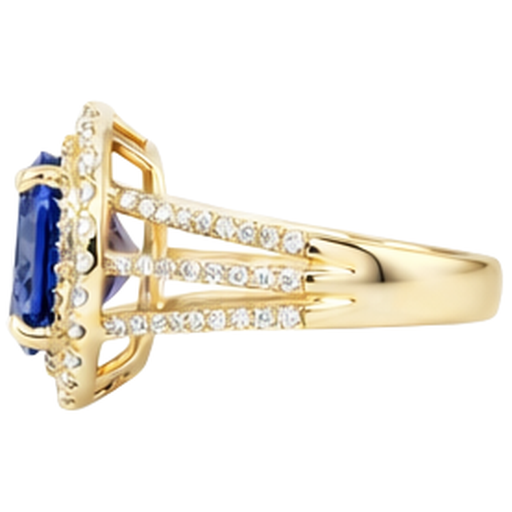 natural round tanzanite 6ct ring profile view