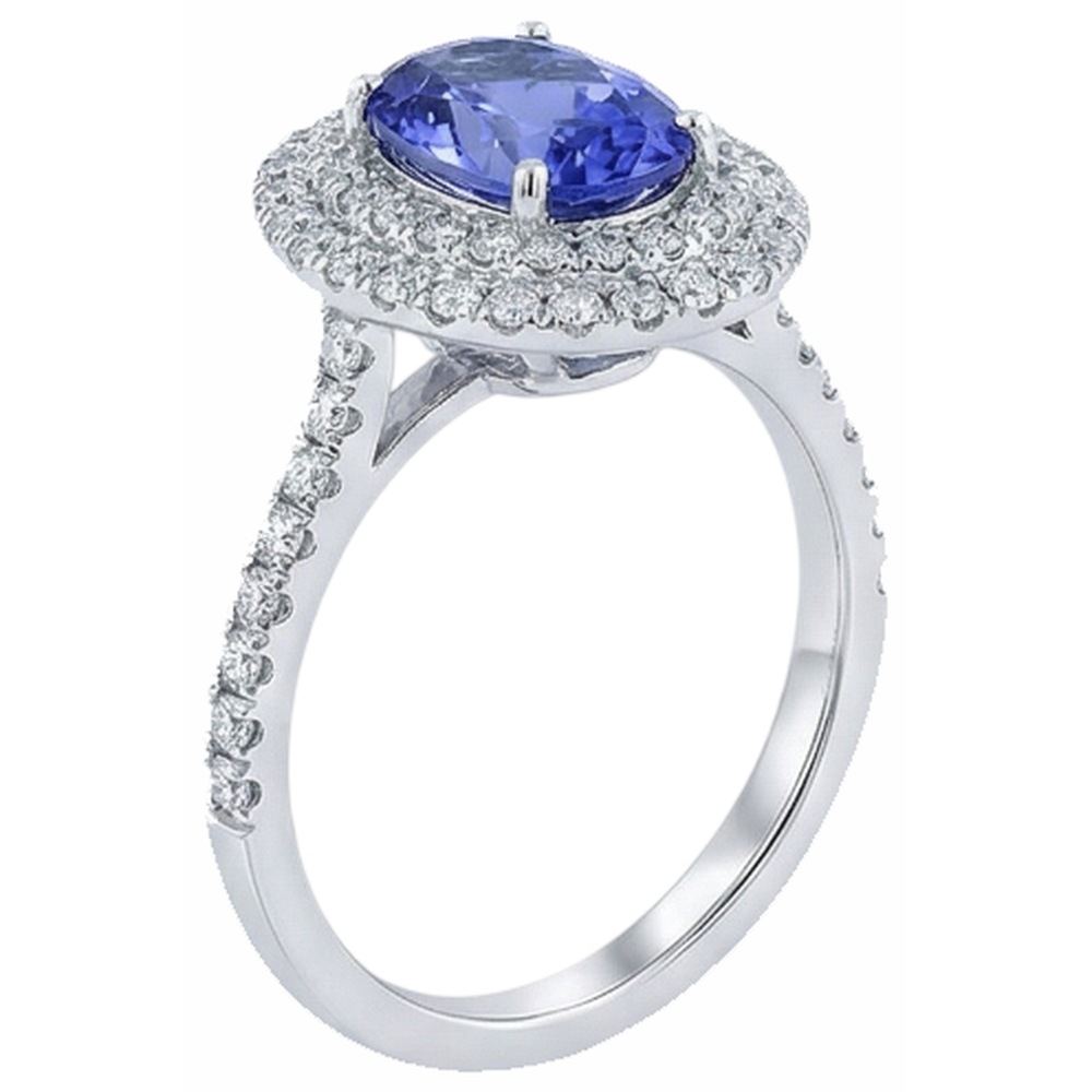 natural round tanzanite 4ct ring top view