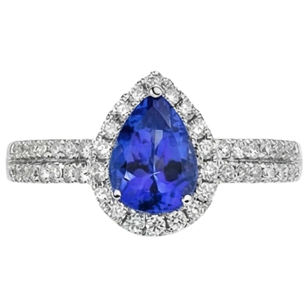natural round tanzanite 4.75ct ring side angle