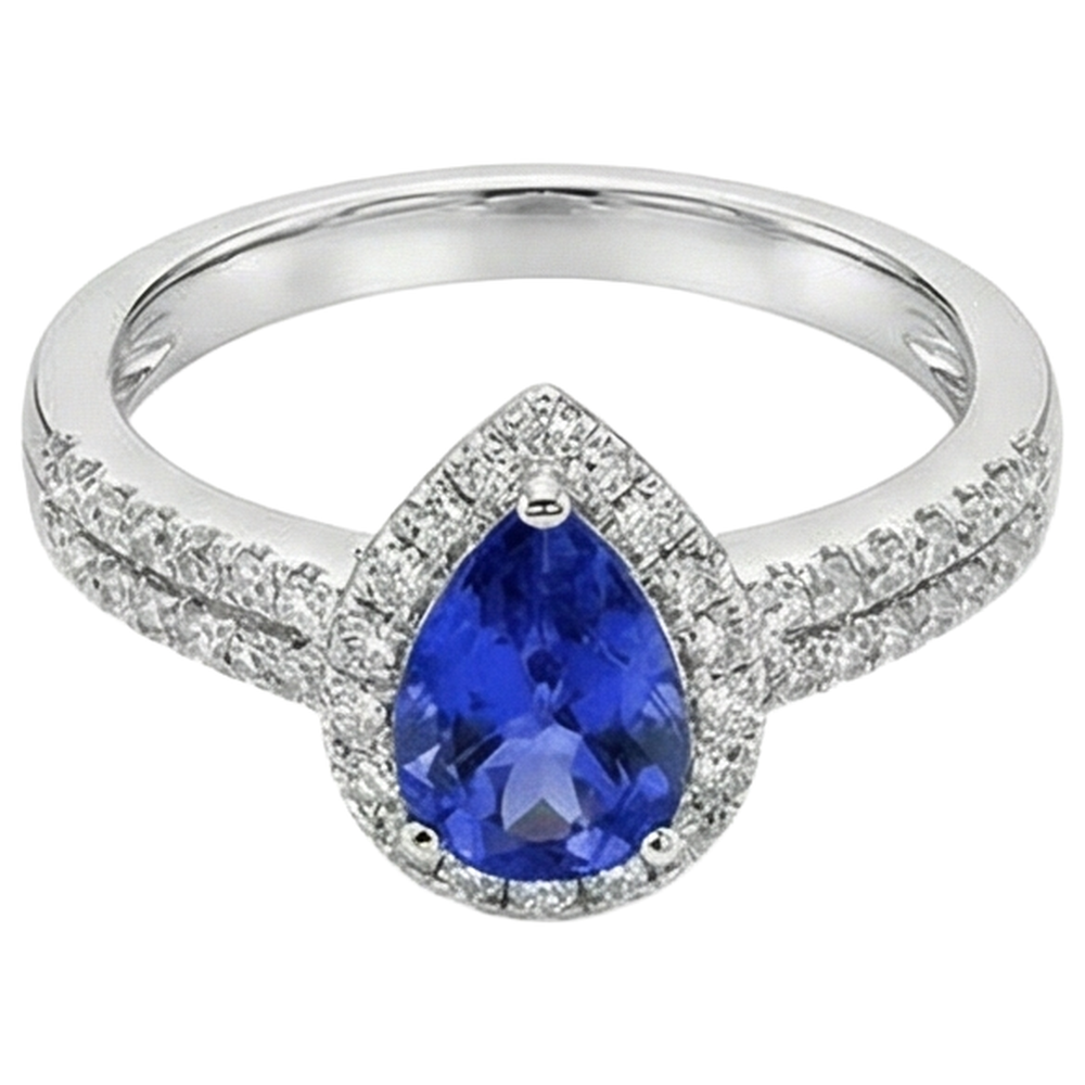 natural round tanzanite 4.75ct ring top view