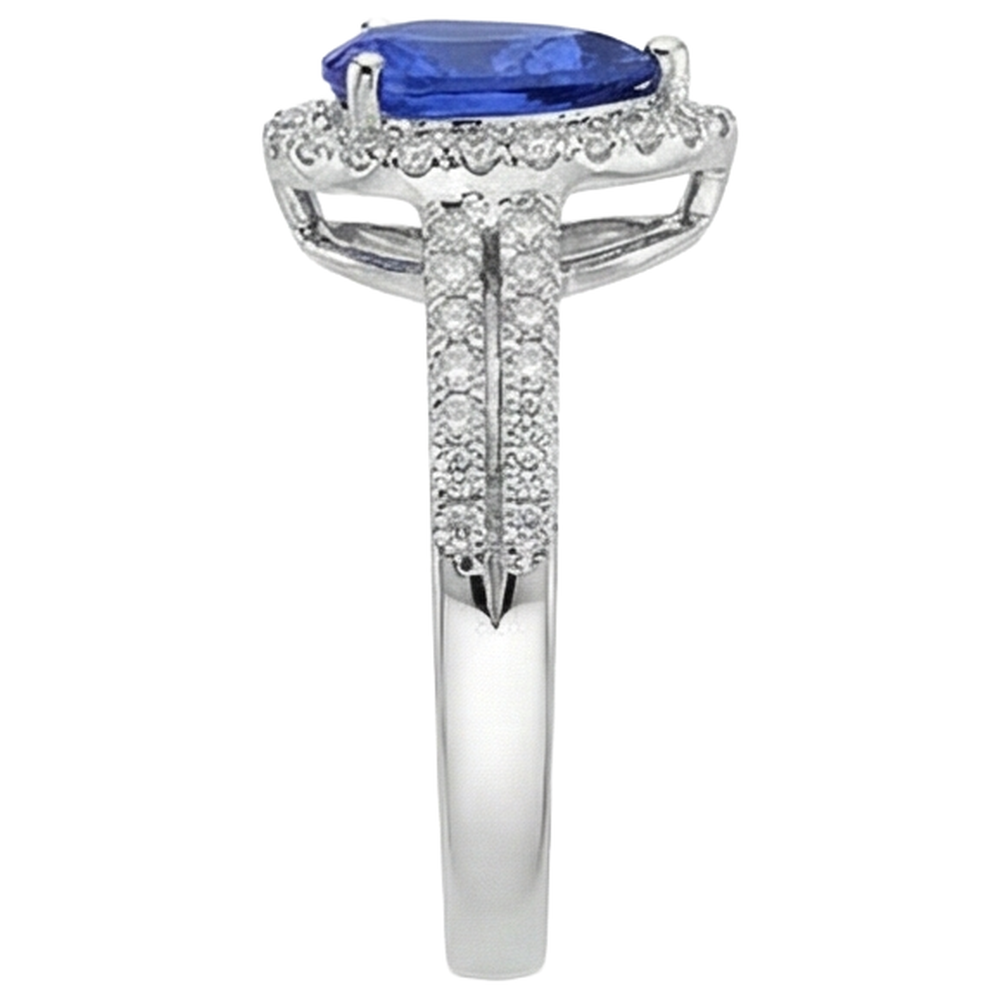 natural round tanzanite 4.75ct ring profile view