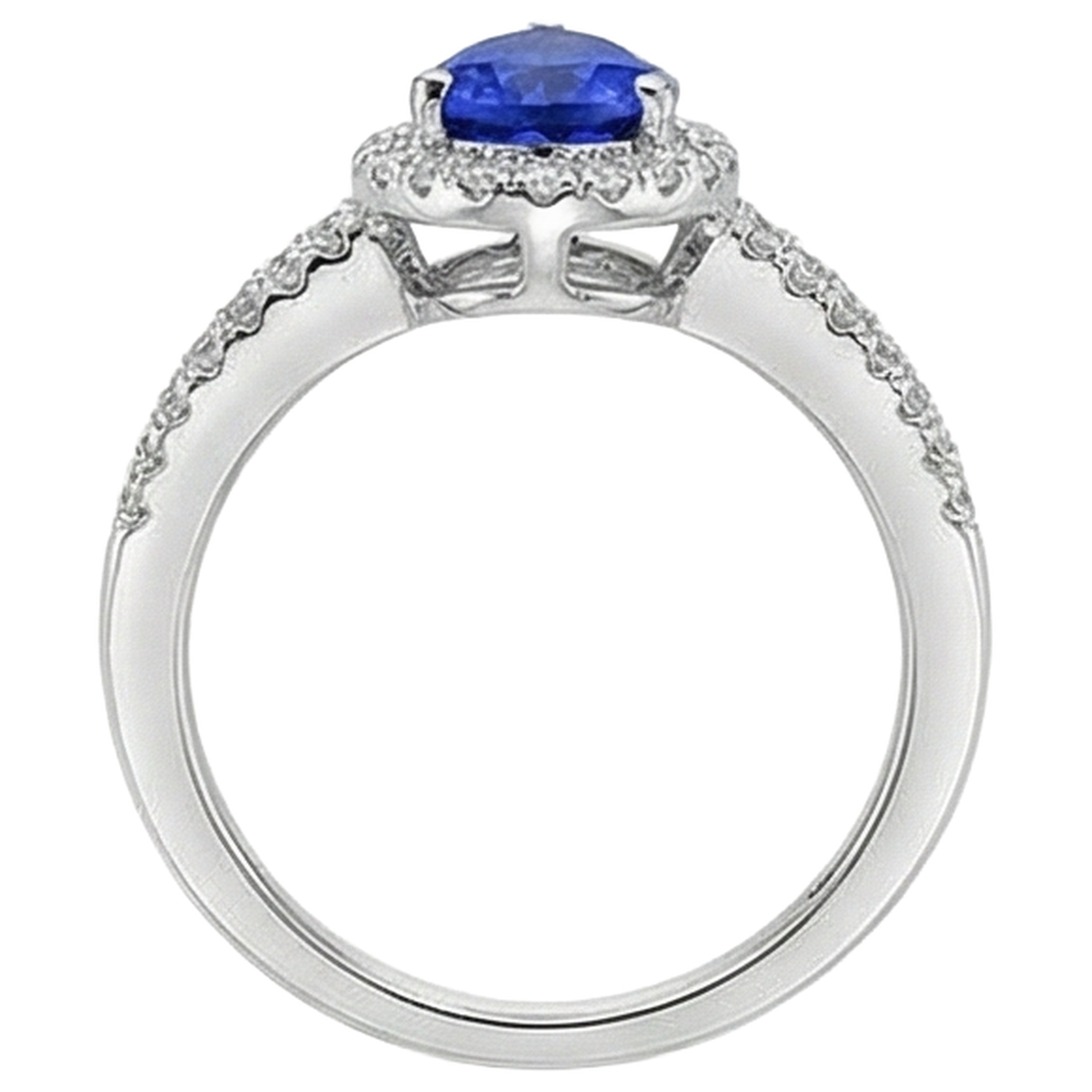 natural round tanzanite 4.75ct ring on white background