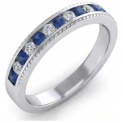 Natural Sapphire Eternity Band 3.40ct - White Gold 14K