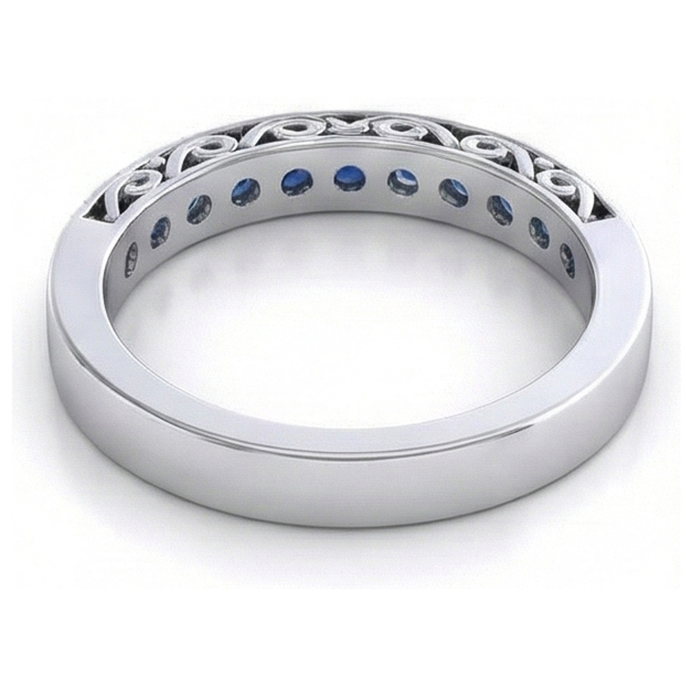 natural round sapphire 3.40ct band profile view