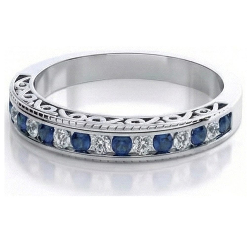 natural round sapphire 3.40ct band side angle