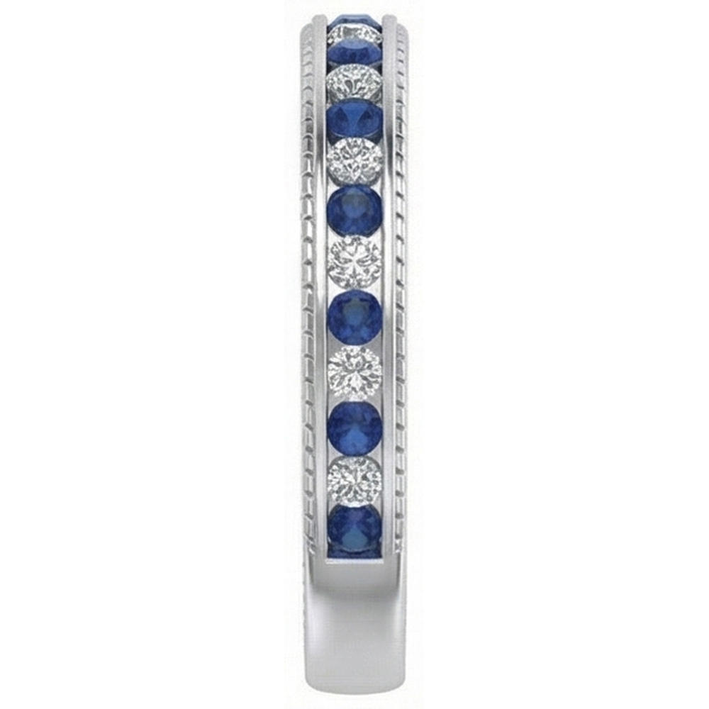 natural round sapphire 3.40ct band top view