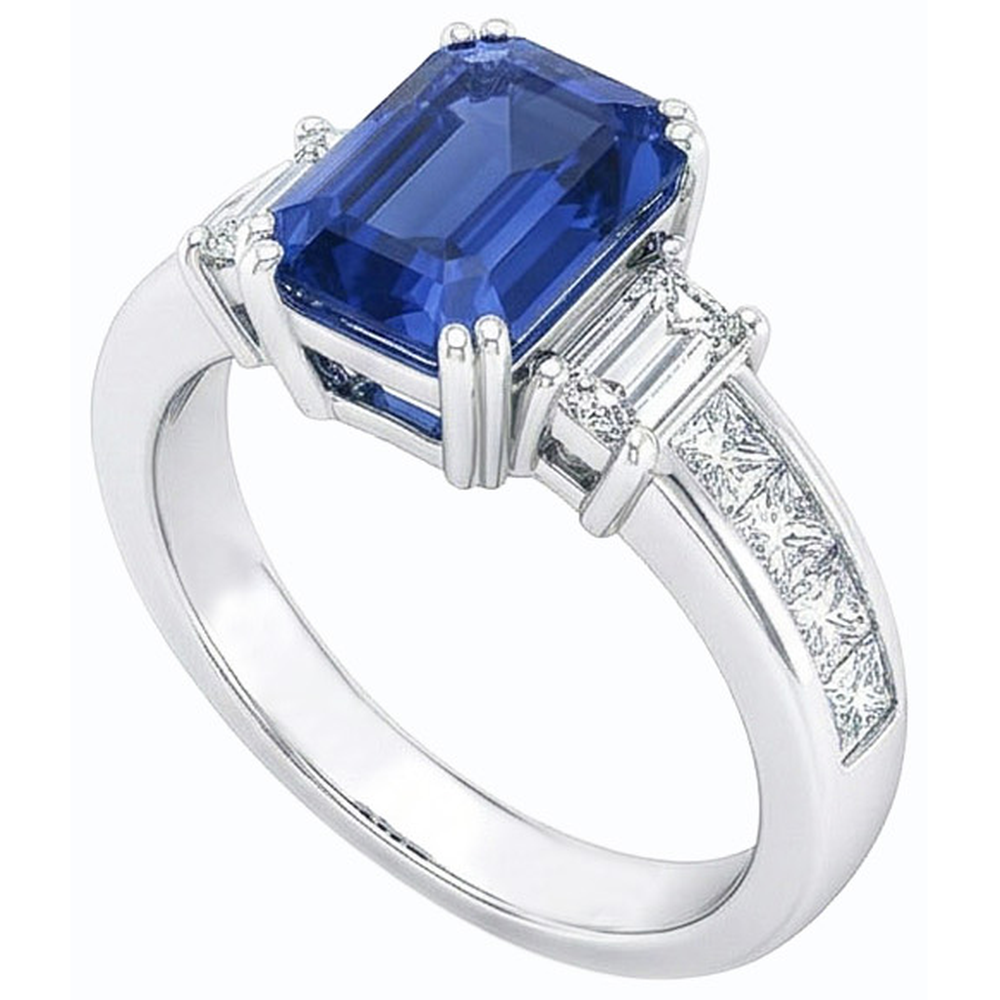 natural emerald sapphire 4ct ring front view