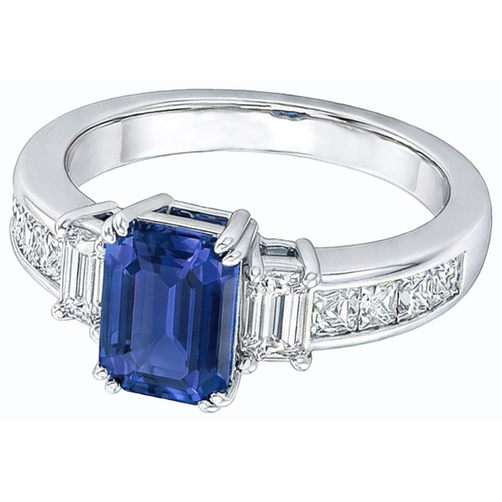 natural emerald sapphire 4ct ring top view