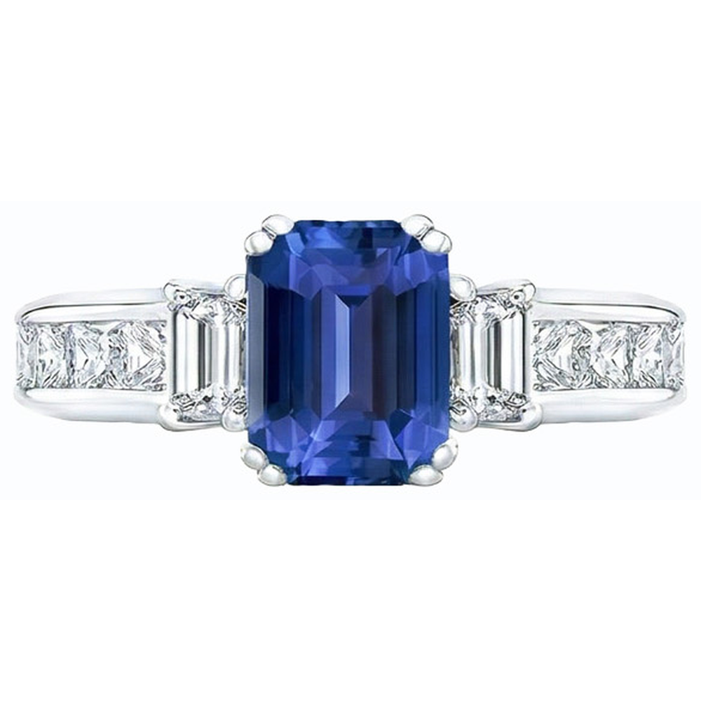 natural emerald sapphire 4ct ring side angle