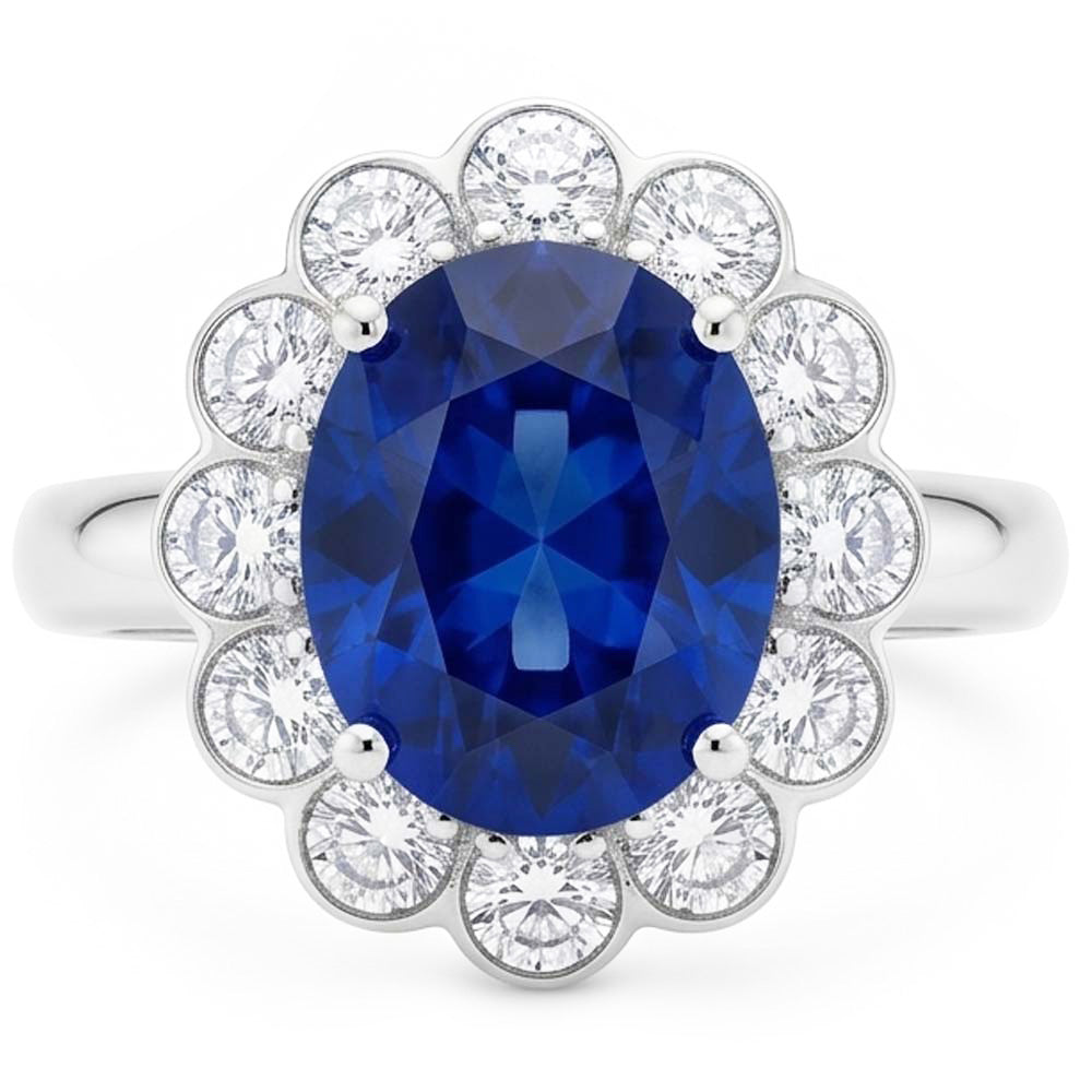 Blue Sapphire And Natural Earth Mined Diamond ( Not Lab Grown ) Engagement Ring
