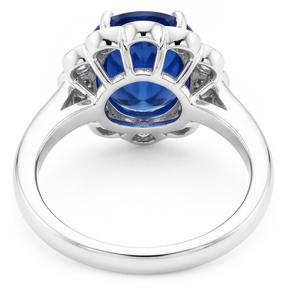 Blue Sapphire And Natural Earth Mined Diamond ( Not Lab Grown ) Engagement Ring