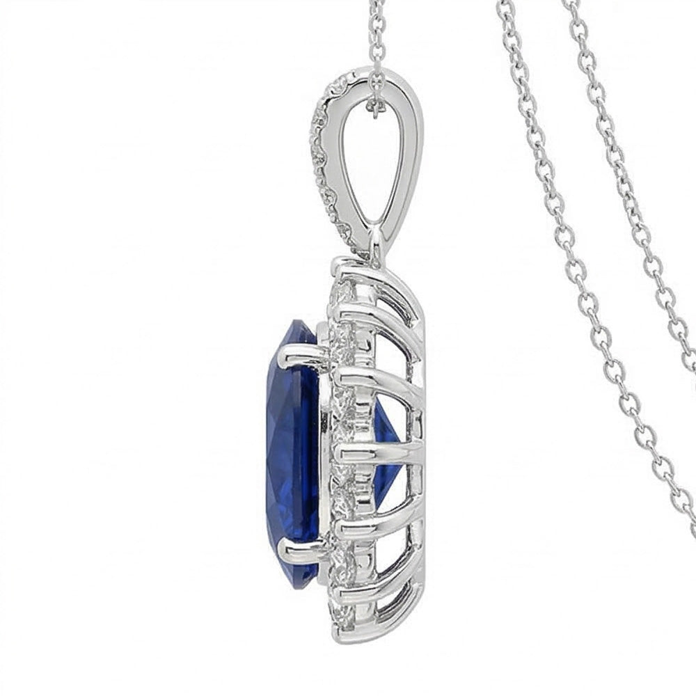 natural round sapphire 8.40ct pendant top view