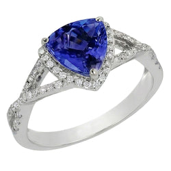 Natural Sapphire Ring 3.66ct - White Gold 14K