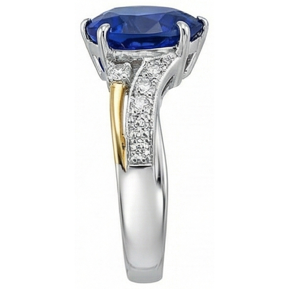 natural round sapphire 3ct ring on white background