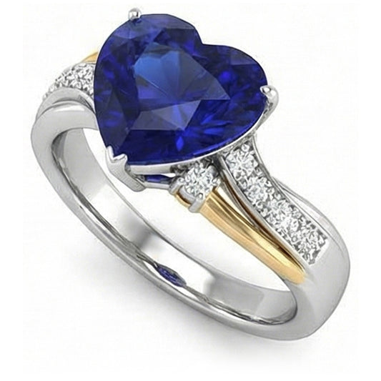 natural round sapphire 3ct ring front view