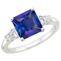 Blue Sapphire Anniversary Ring Princess Cut Five Stone 5.50 Carats