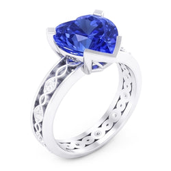 Blue Sapphire Anniversary Ring Round Natural Earth Mined Diamond ( Not Lab Grown )s 3.50 Carat Vintage Style