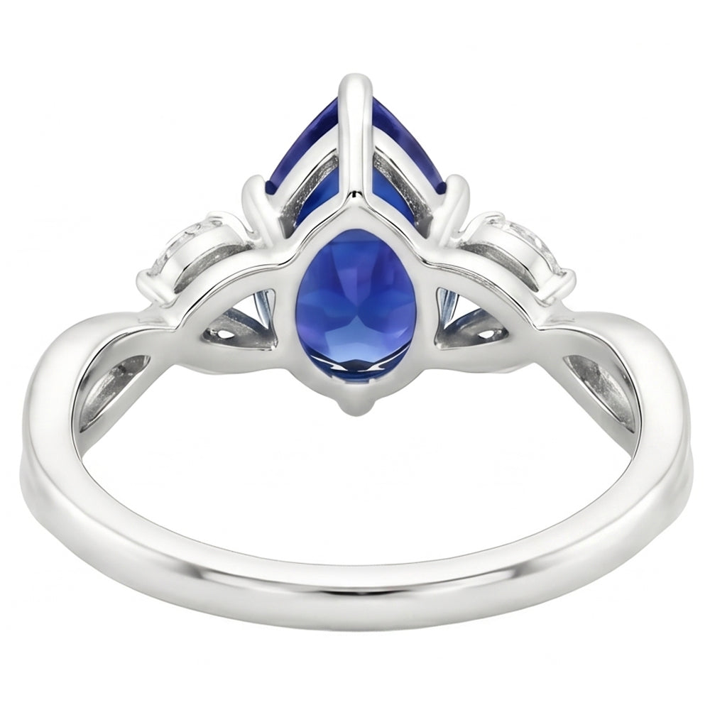 Blue Sapphire Anniversary Ring With Marquise Natural Earth Mined Diamond ( Not Lab Grown )s 4.50 Carats