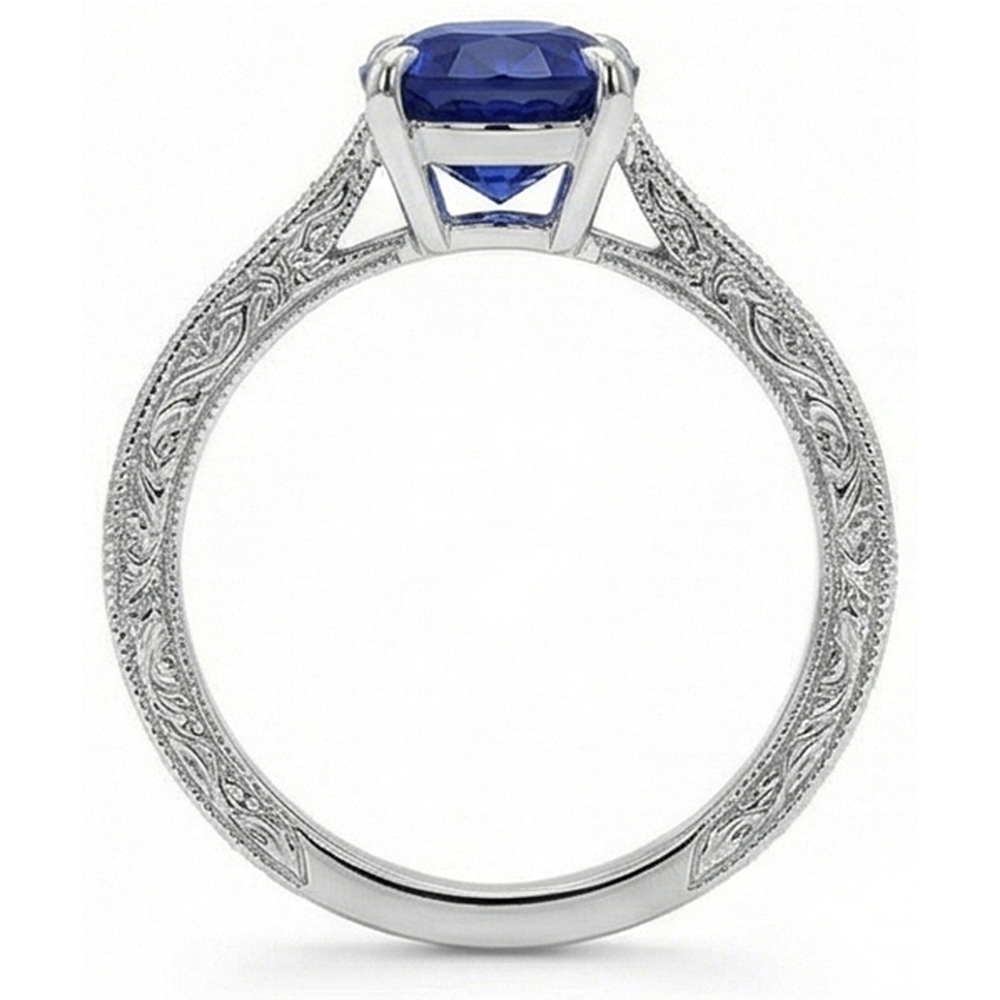 natural oval sapphire 2.50ct ring side angle
