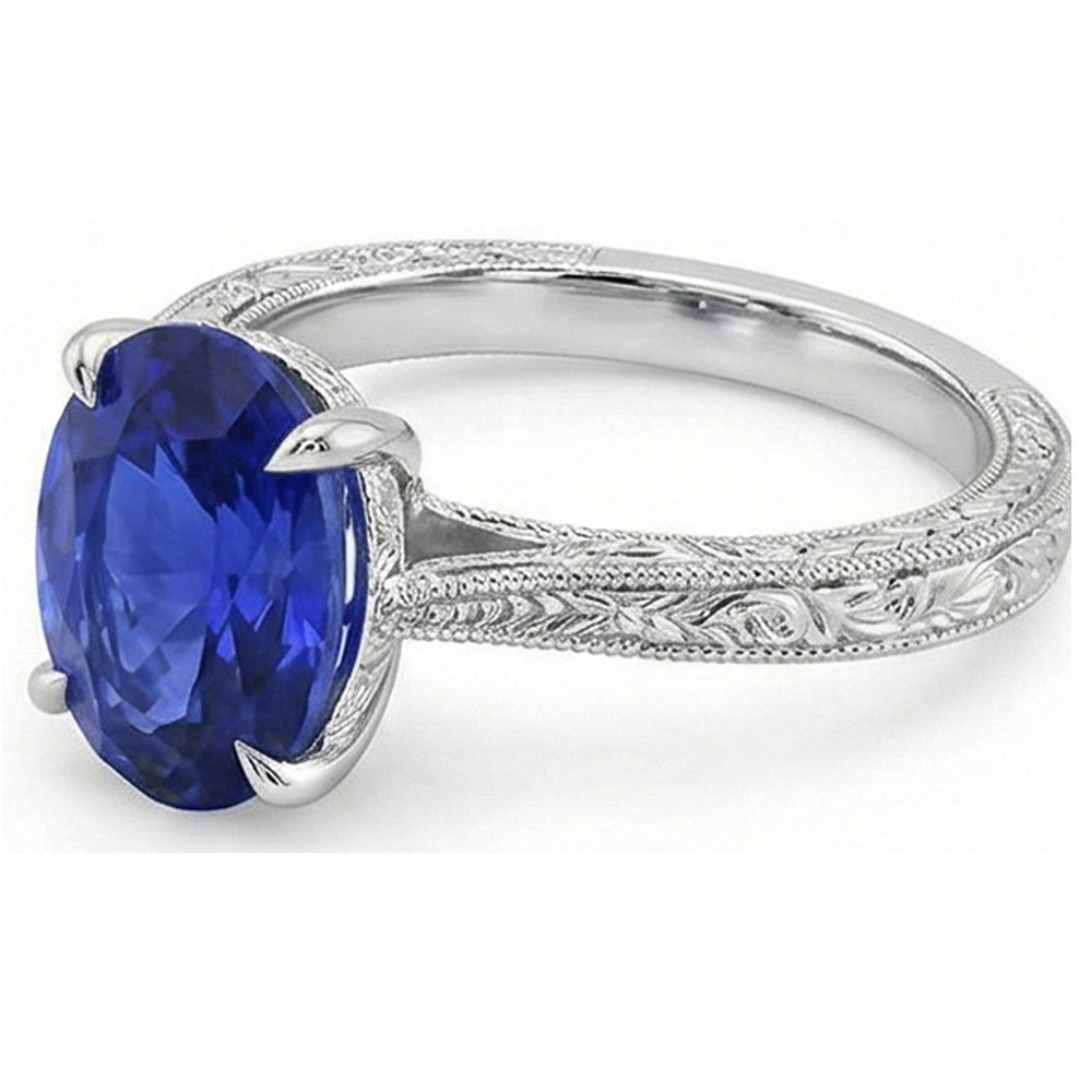 natural oval sapphire 2.50ct ring top view