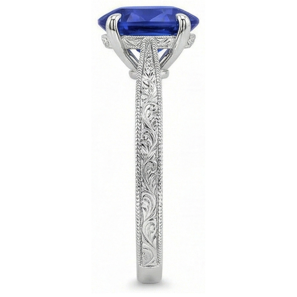 natural oval sapphire 2.50ct ring on white background