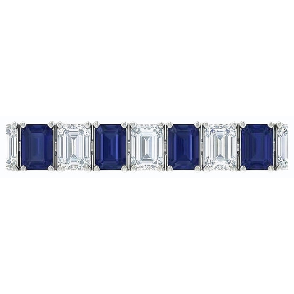 Blue Sapphire Emerald Cut Tennis Bracelet 12 Carats Jewelry New