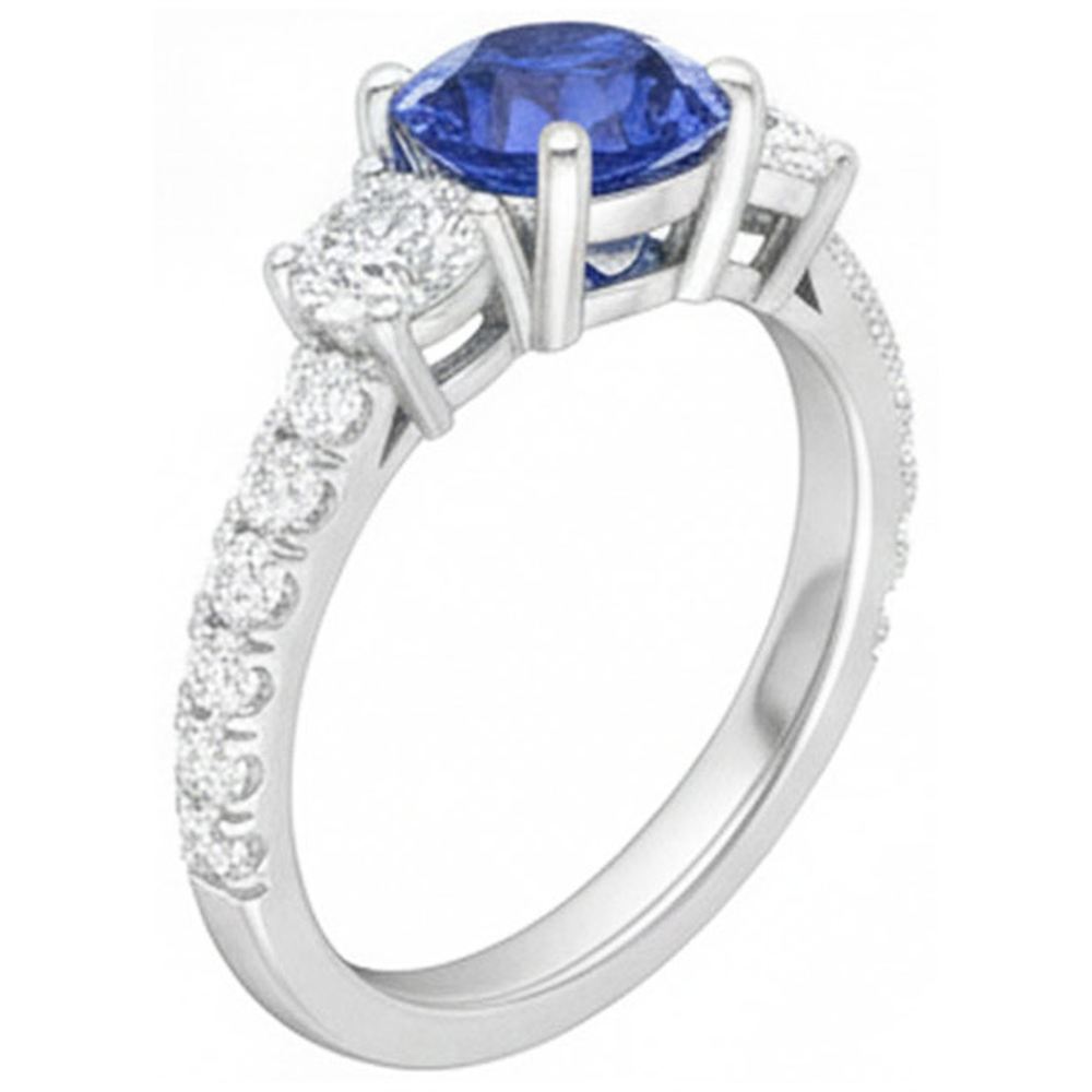 natural round sapphire 4.50ct ring top view