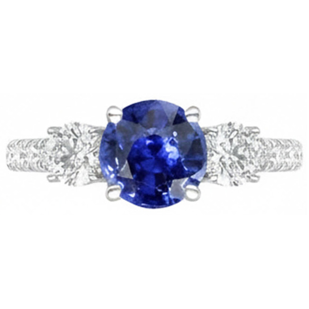 natural round sapphire 4.50ct ring side angle