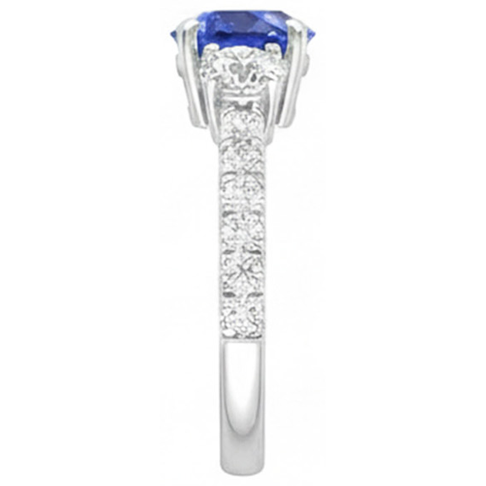 natural round sapphire 4.50ct ring profile view