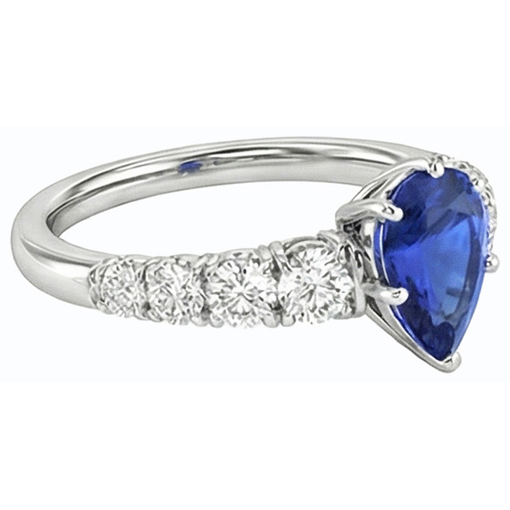 natural round sapphire 3.50ct ring profile view