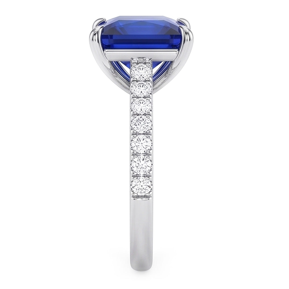 Blue Sapphire GIA CERTIFIED Engagement Ring With Pave Diamond Accents 7.14 Carats
