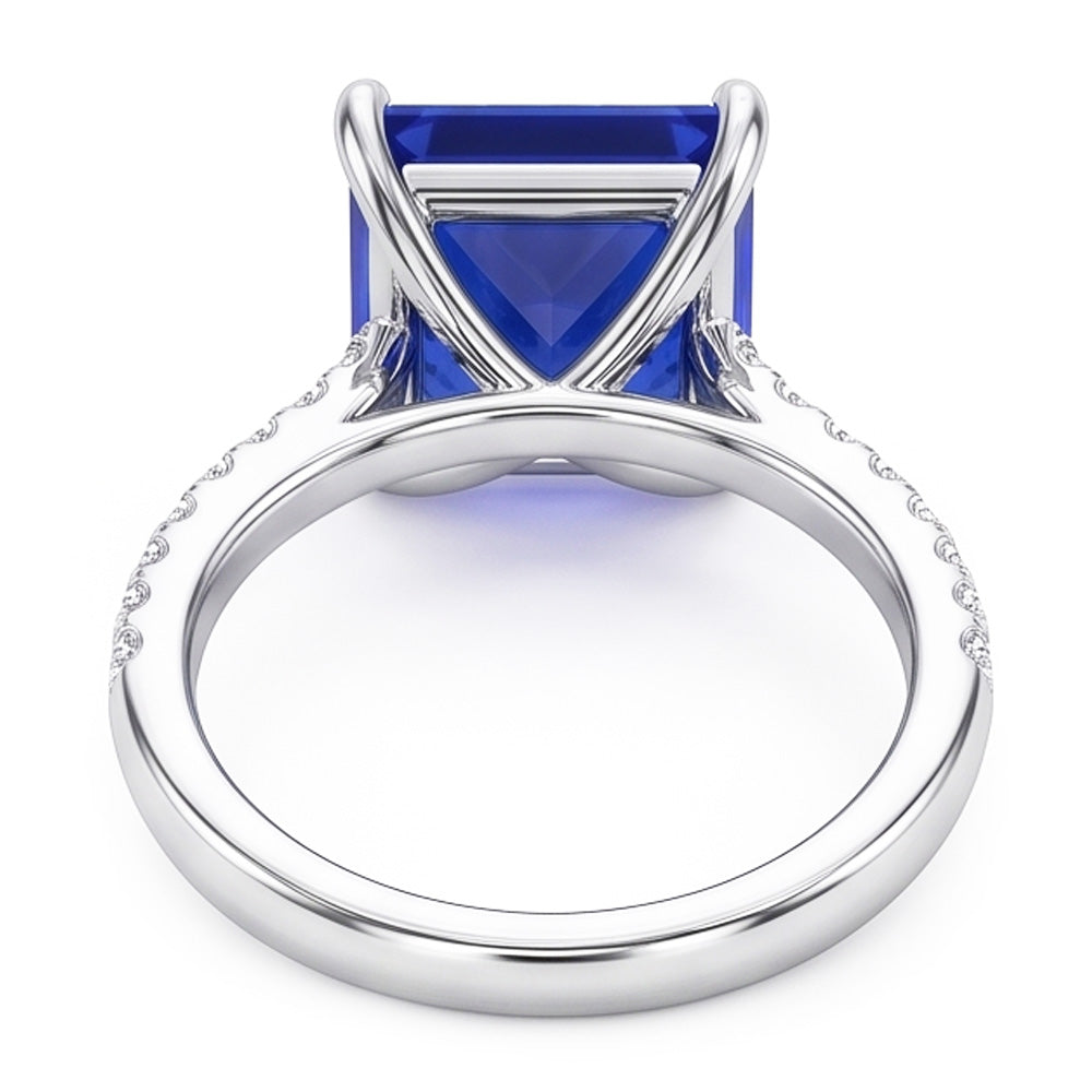 Blue Sapphire GIA CERTIFIED Engagement Ring With Pave Diamond Accents 7.14 Carats