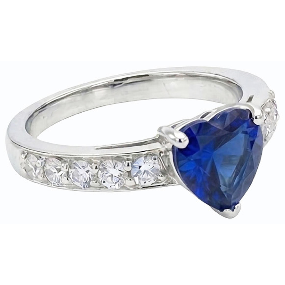 natural round sapphire 3.50ct ring band detail