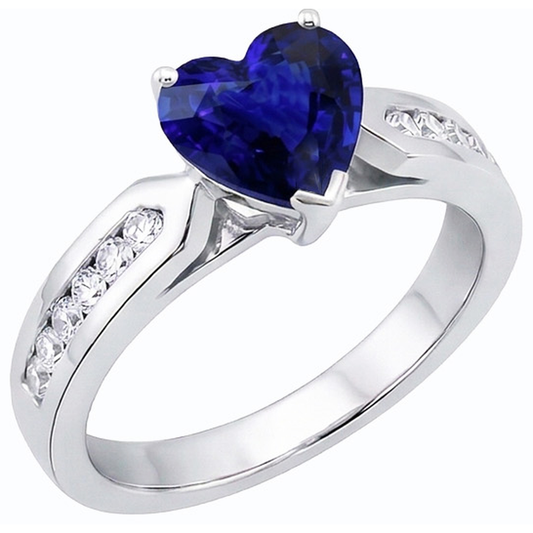 natural round sapphire 2.50ct ring front view