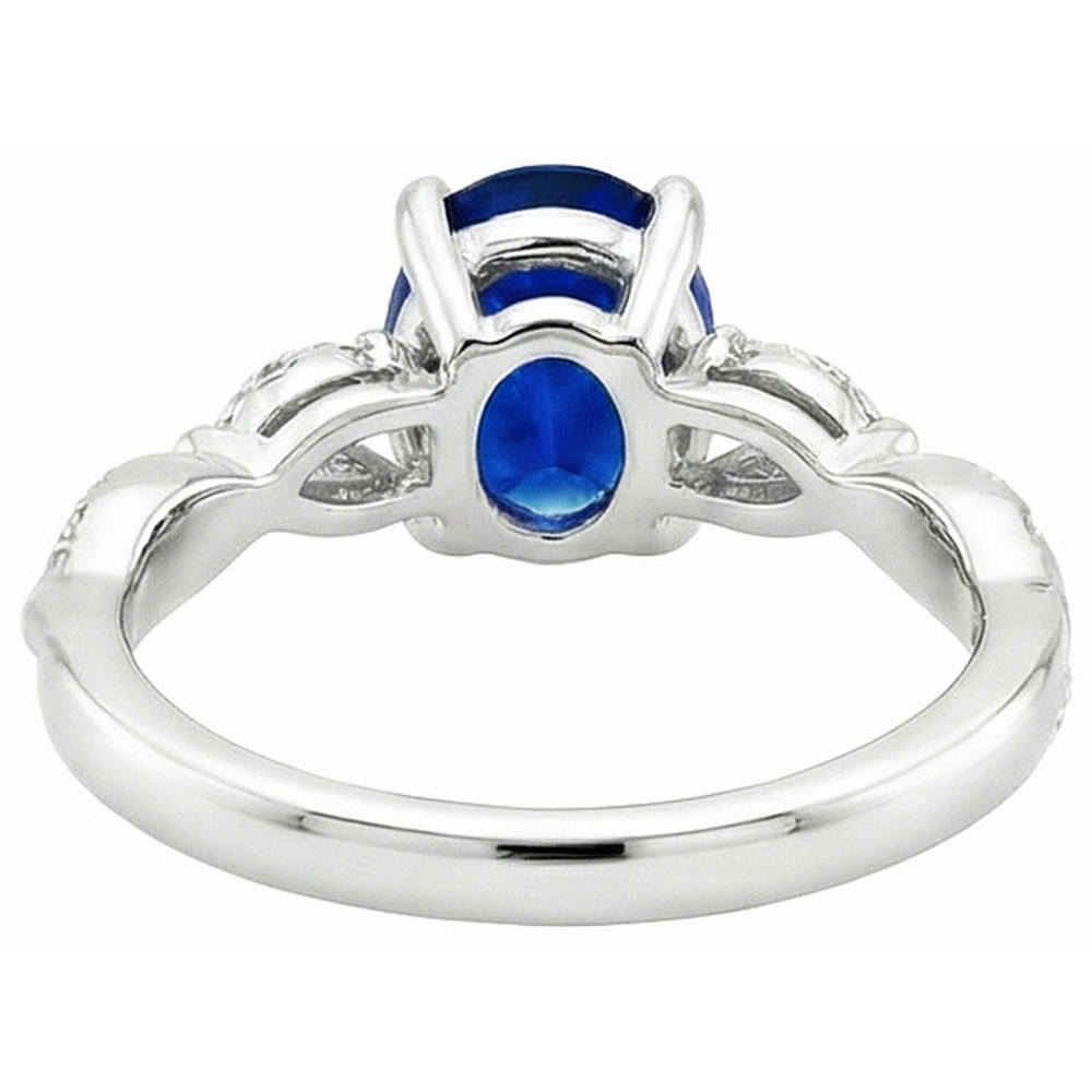 Blue Sapphire Gemstone Ring With Marquise & Round Accents 4.50 Carats