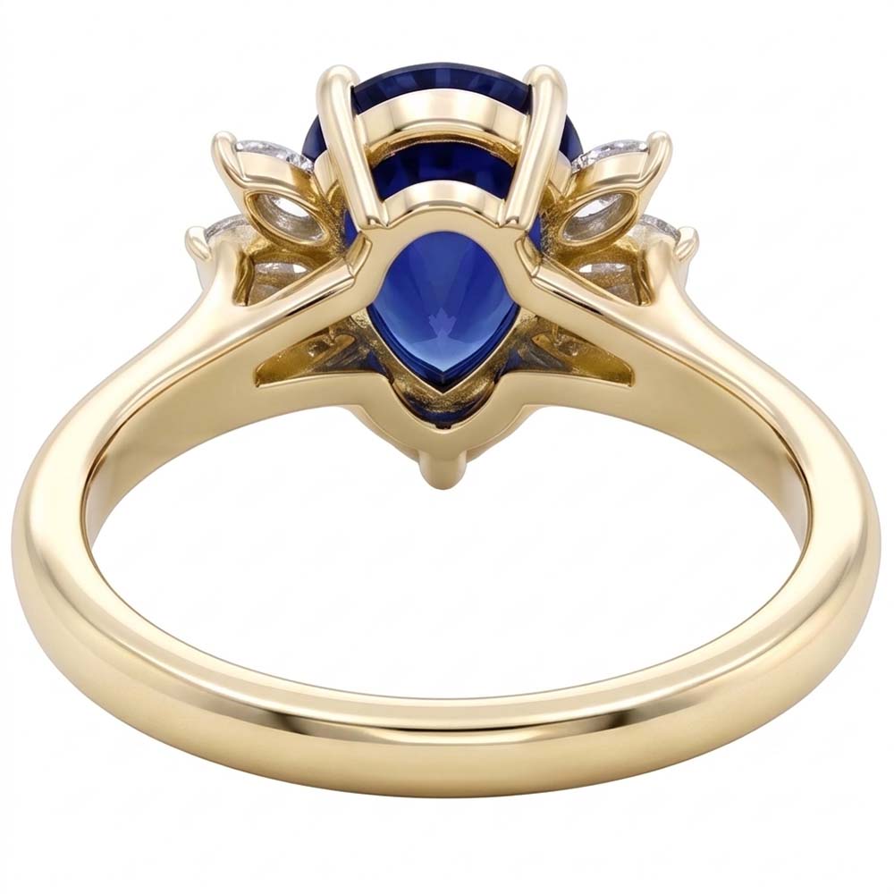 Blue Sapphire Gemstone Ring With Round & Marquise Accents 2.50 Carats