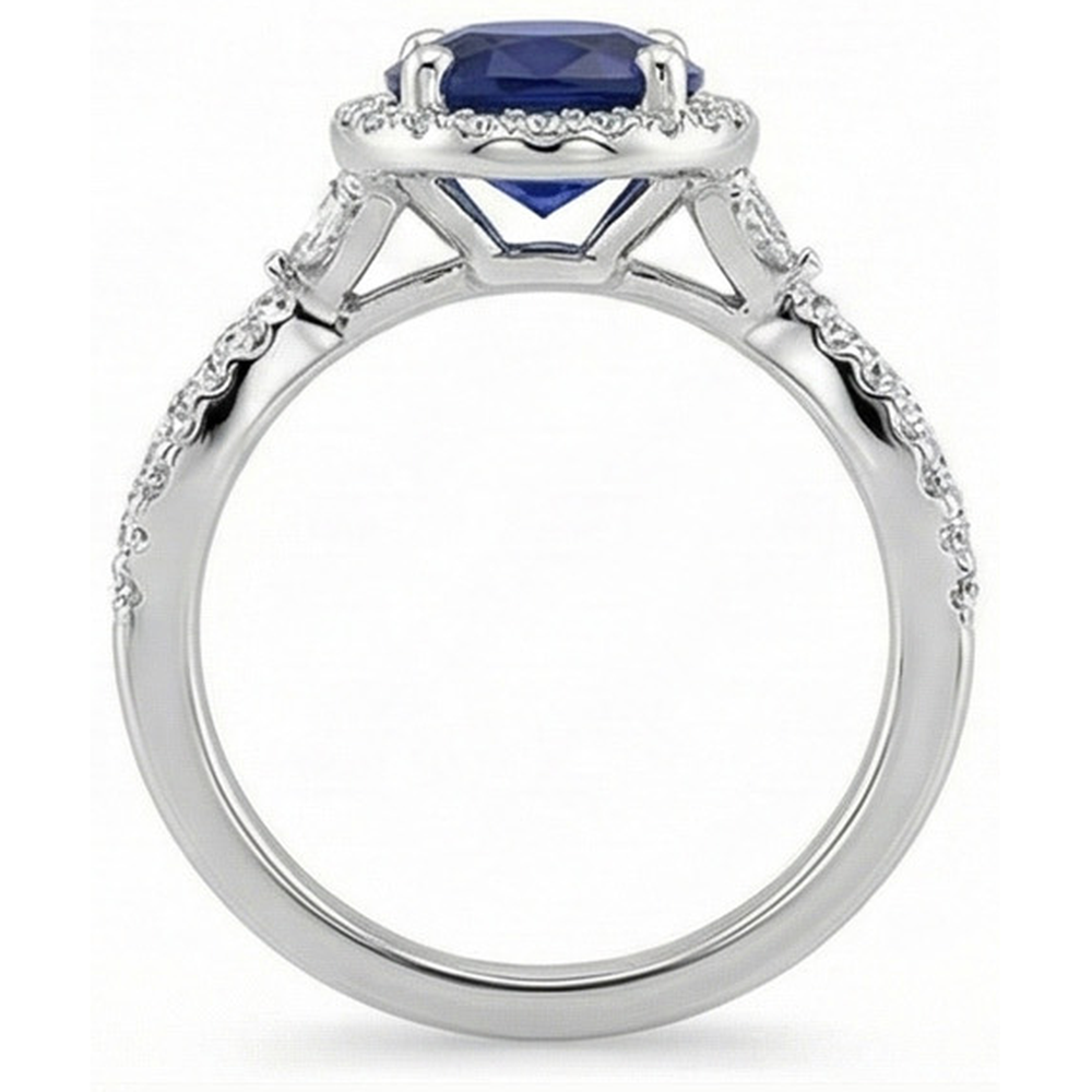 natural round sapphire 5ct ring band detail