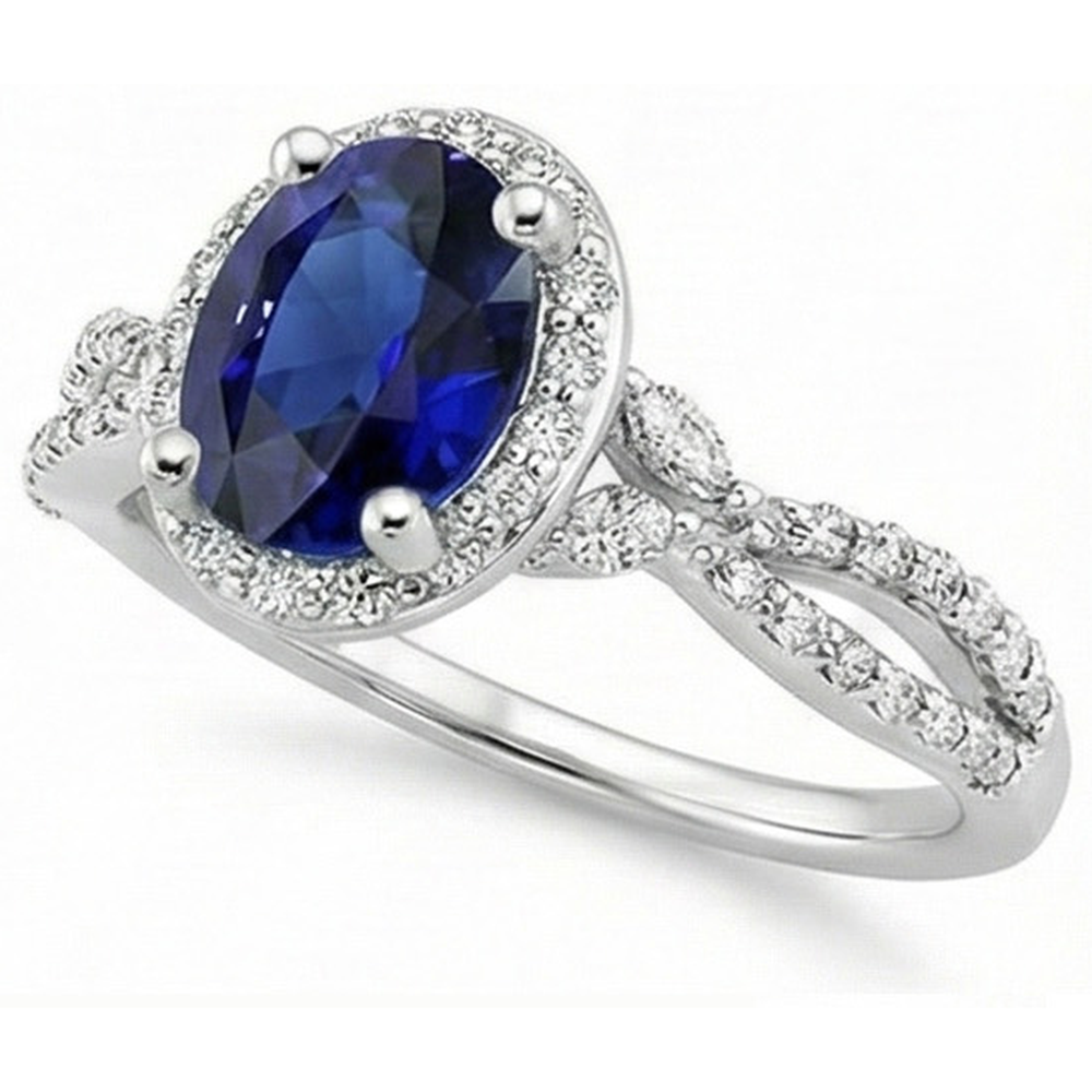 natural round sapphire 5ct ring top view