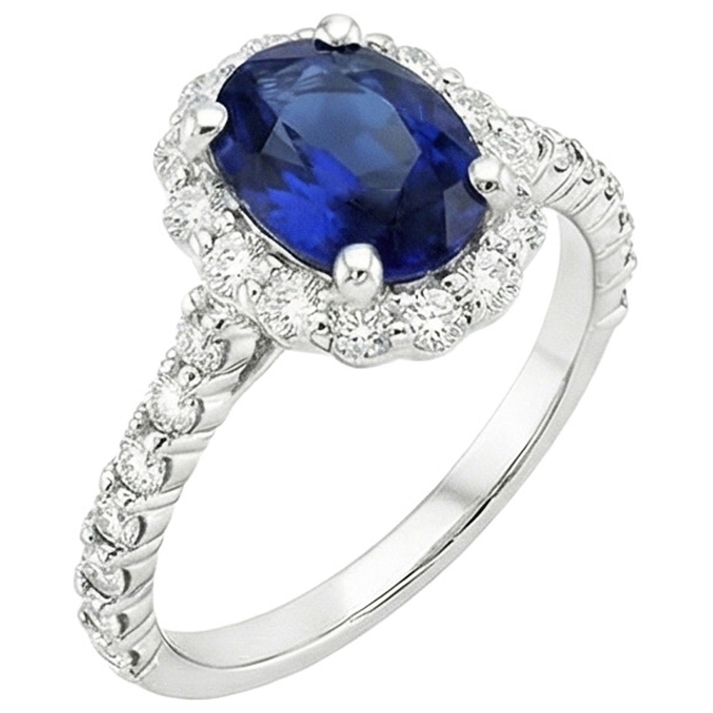 natural round sapphire 5.50ct ring close up detail