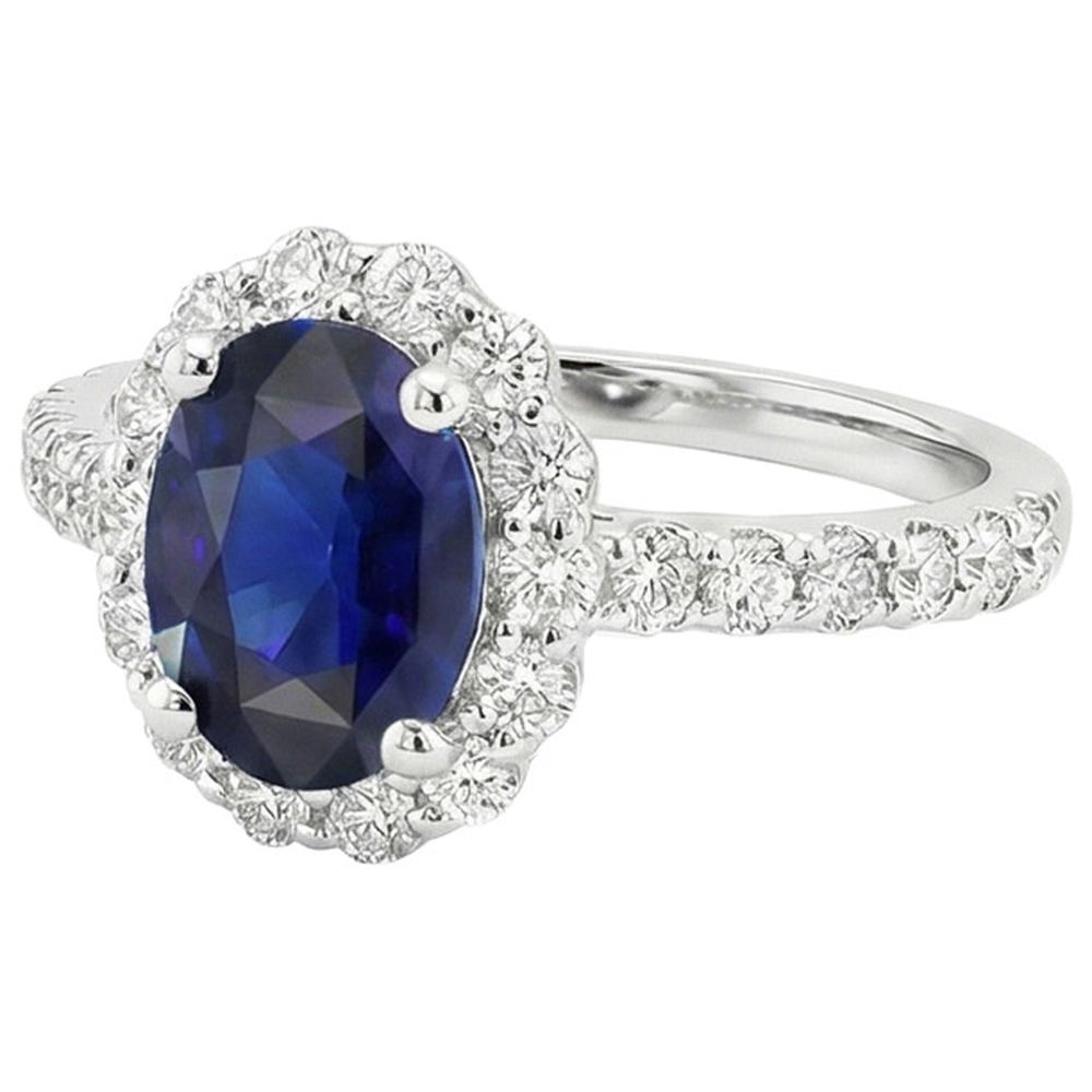 natural round sapphire 5.50ct ring top view